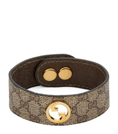 Gucci Leather-canvas Blondie Bracelet In Brown