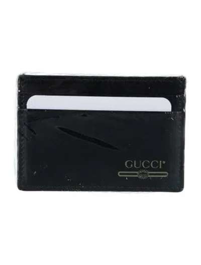 Pre-owned Gucci Leather Card Case Leather Coin Pouch In Black