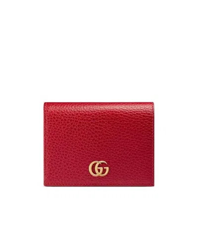 Gucci Leather Card Case In Red