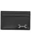 Gucci Men Black Card Holder With Horsebit On The Front In Leather Man In Black