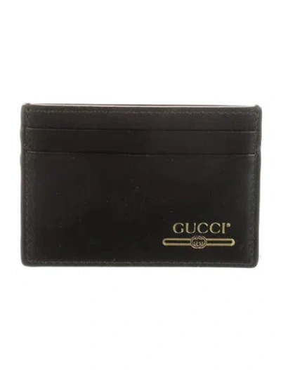 Pre-owned Gucci Leather Card Holder In Black