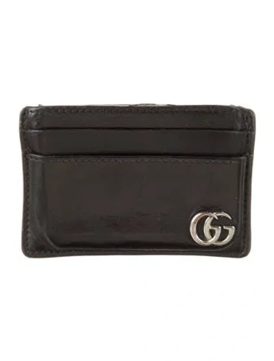 Pre-owned Gucci Leather Card Holder In Black