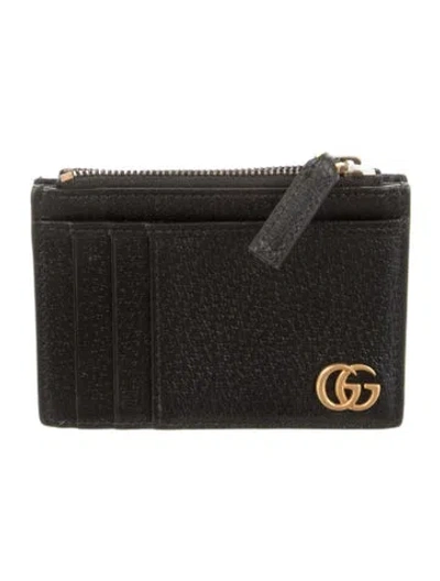 Pre-owned Gucci Leather Card Holder In Black
