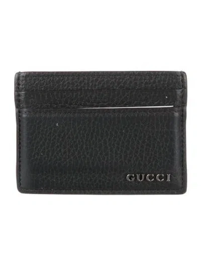 Pre-owned Gucci Leather Card Holder In Black