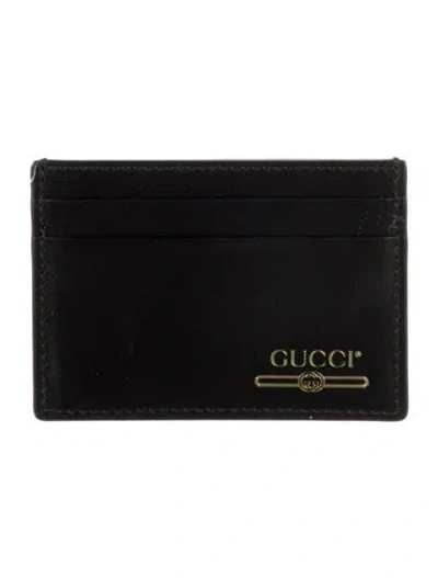 Pre-owned Gucci Leather Card Holder In Black