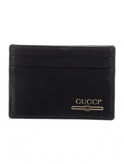 Pre-owned Gucci Leather Card Holder In Black