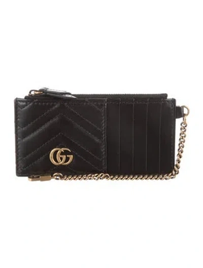 Pre-owned Gucci Leather Card Holder In Black
