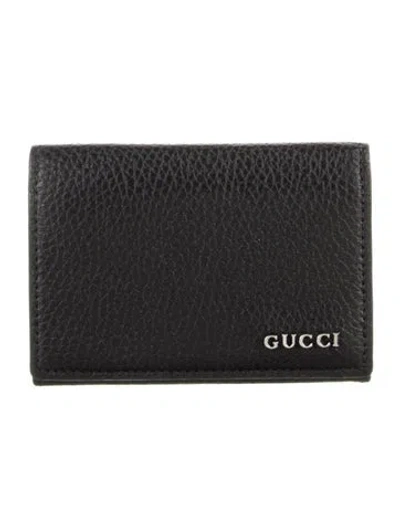 Pre-owned Gucci Leather Card Holder In Black