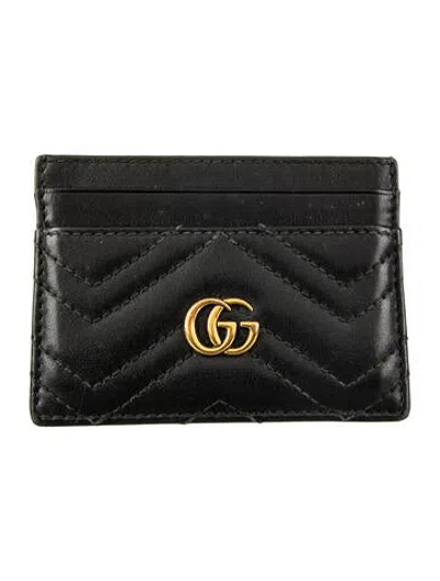 Pre-owned Gucci Leather Card Holder In Black