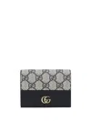 Gucci Marmont Petite Gg Canvas Wallet In Blu/beige Blu