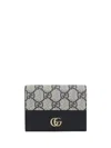 Gucci Marmont Petite Gg Canvas Wallet In Blu/beige Blu