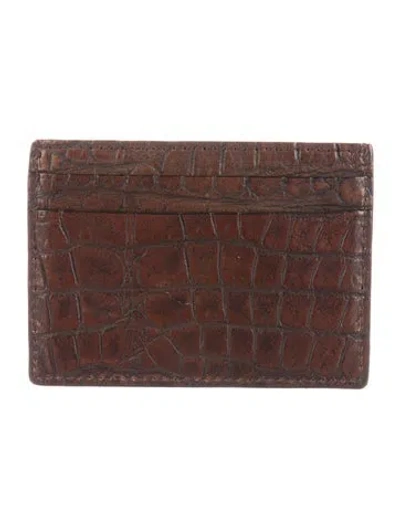 Pre-owned Gucci Leather Card Holder In Brown