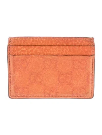 Pre-owned Gucci Leather Card Holder In Orange