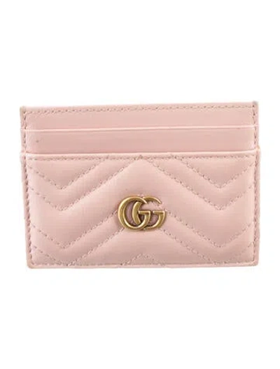 Pre-owned Gucci Leather Card Holder In Pink