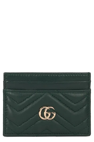 Gucci Leather Card Holder With Logo In Black