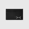 Gucci Men Black Card Holder With Horsebit On The Front In Leather Man In Black