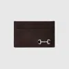 Gucci Leather Cardsholder With Horsebit In Brown