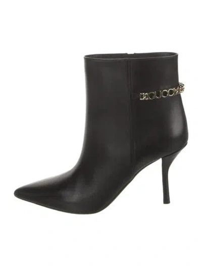 Pre-owned Gucci Leather Chain-link Accents Boots In Black