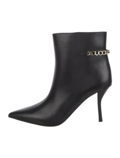 Pre-owned Gucci Leather Chain-link Accents Boots W/ Tags In Black