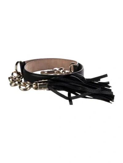 Pre-owned Gucci Leather Chain-link Belt In Black