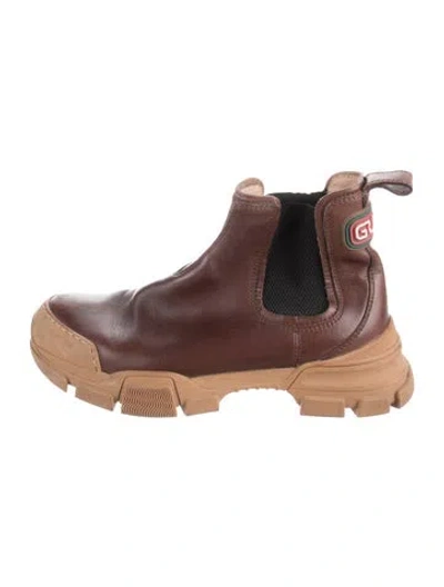 Pre-owned Gucci Leather Chelsea Boots In Brown