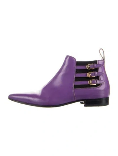Pre-owned Gucci Leather Chelsea Boots In Purple