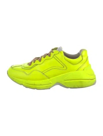 Pre-owned Gucci Leather Chunky Sneakers In Yellow