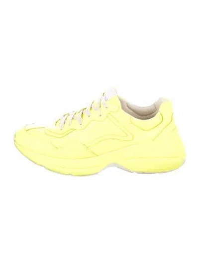 Pre-owned Gucci Leather Chunky Sneakers In Yellow