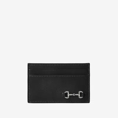 Gucci Leather Clamp Closure Card Case In Black