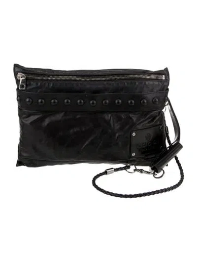 Pre-owned Gucci Leather Clutch In Black