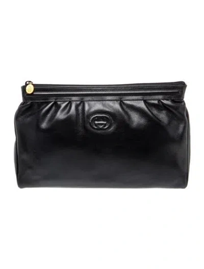 Pre-owned Gucci Leather Clutch In Black