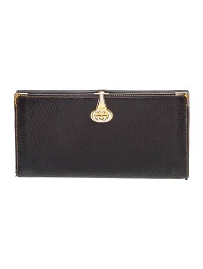 Pre-owned Gucci Leather Clutch In Black