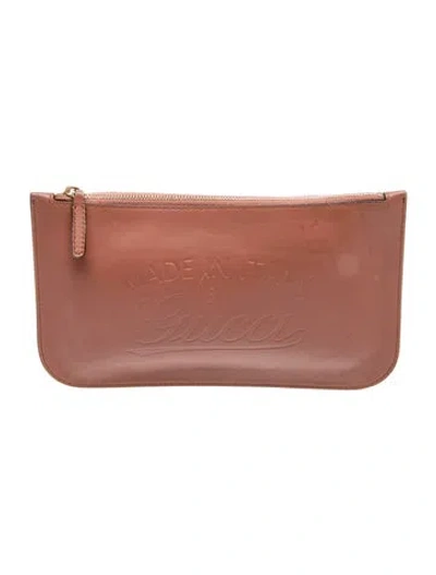 Pre-owned Gucci Leather Clutch Medium In Red