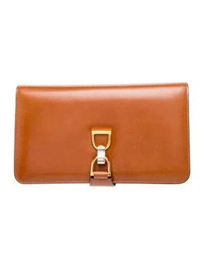 Pre-owned Gucci Leather Clutch Vintage In Brown