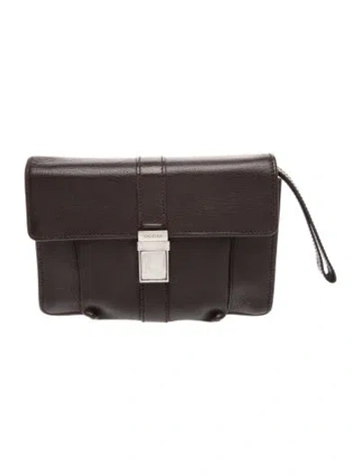 Pre-owned Gucci Leather Clutch Vintage In Brown