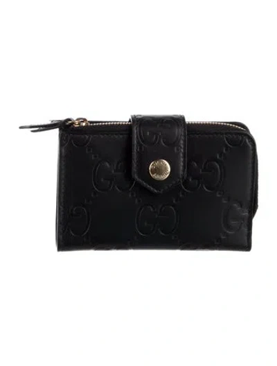 Pre-owned Gucci Leather Coin Pouch In Black