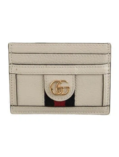 Pre-owned Gucci Leather Colorblock Pattern Card Holder In White