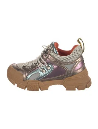 Pre-owned Gucci Leather Colorblock Pattern Chunky Sneakers
