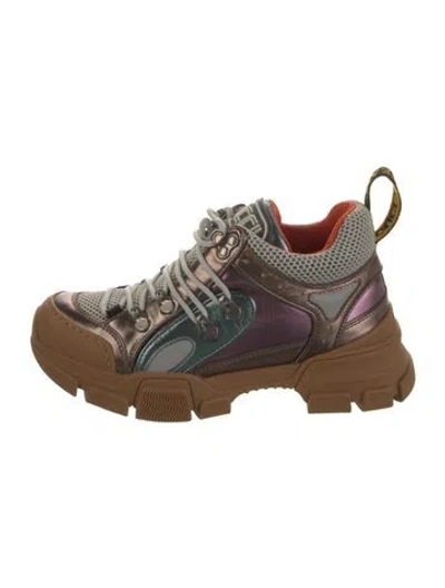 Pre-owned Gucci Leather Colorblock Pattern Chunky Sneakers