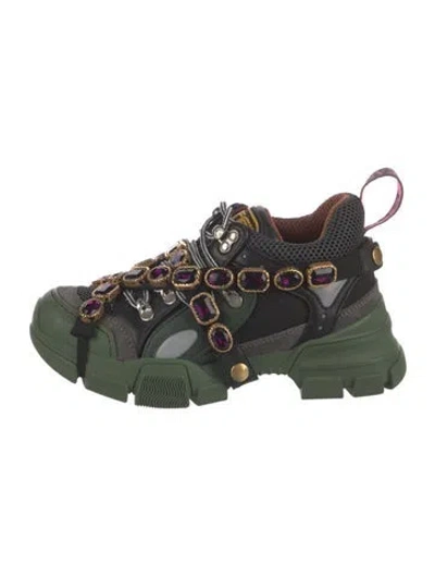 Pre-owned Gucci Leather Colorblock Pattern Chunky Sneakers In Multi