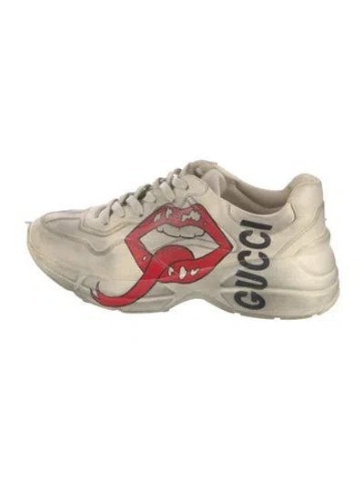 Pre-owned Gucci Leather Colorblock Pattern Chunky Sneakers Sneakers In Neutral