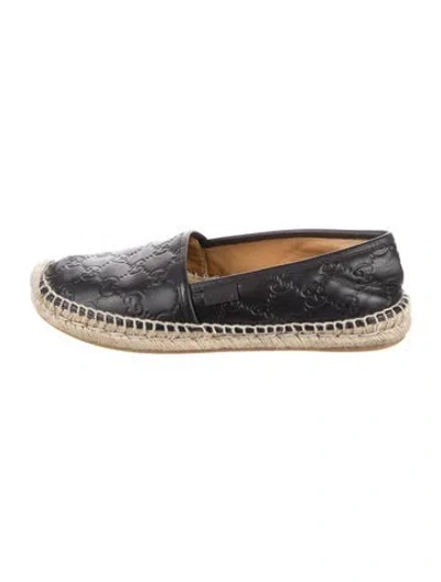 Pre-owned Gucci Leather Colorblock Pattern Espadrilles In Black