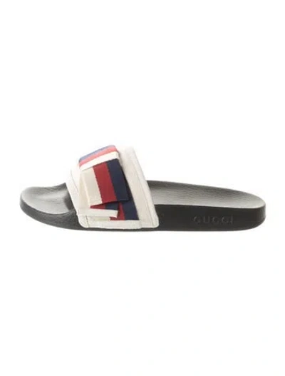 Pre-owned Gucci Leather Colorblock Pattern Slides In Neutral