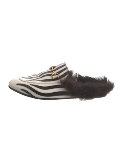 Pre-owned Gucci Leather Colorblock Pattern Slippers In Black