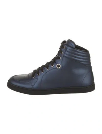 Pre-owned Gucci Leather Colorblock Pattern Sneakers In Blue