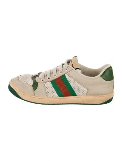 Pre-owned Gucci Leather Colorblock Pattern Sneakers In Neutral