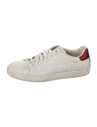 Pre-owned Gucci Leather Colorblock Pattern Sneakers In White
