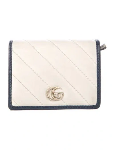 Pre-owned Gucci Leather Colorblock Pattern Wallet In Neutral
