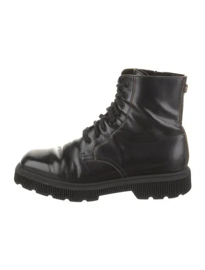 Pre-owned Gucci Leather Combat Boots In Black