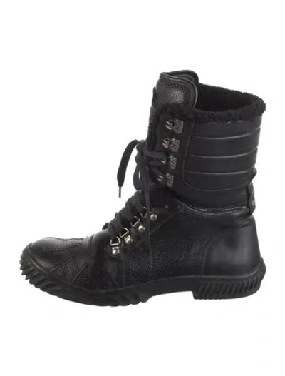Pre-owned Gucci Leather Combat Boots In Black